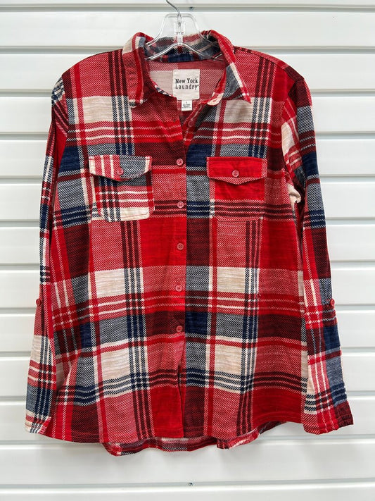 New York Laundry Women's Red Plaid Button-Up Shirt