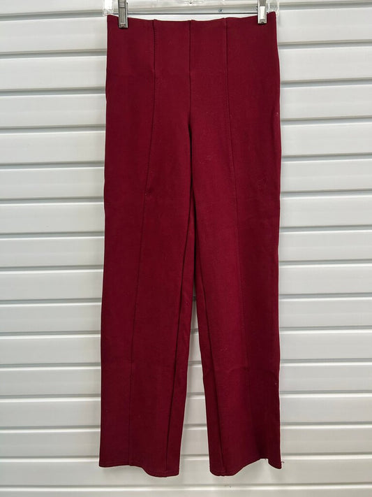 Red Slim Straight Pants by Slim Factor