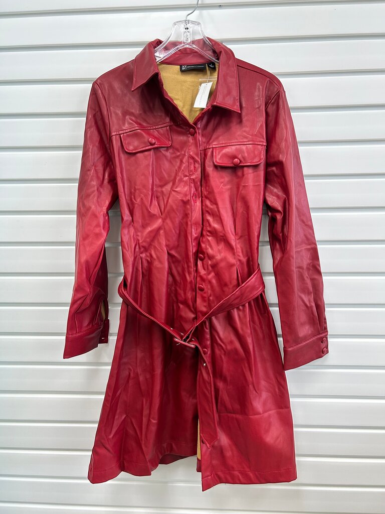 NY & C Women's Red Leather Trench Coat