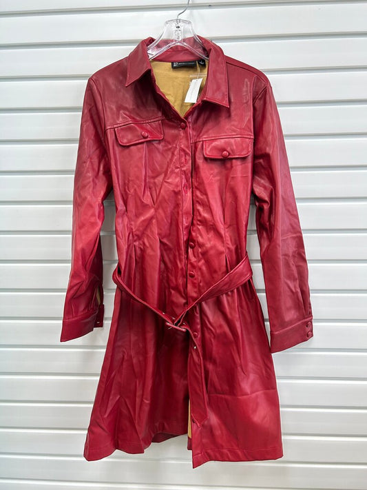 NY & C Women's Red Leather Trench Coat