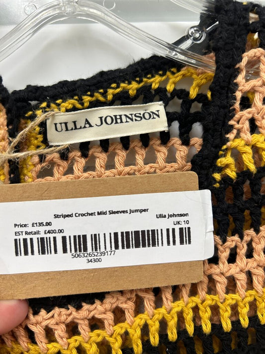 Ulla Johnson Striped Crochet Mid Sleeve Jumper