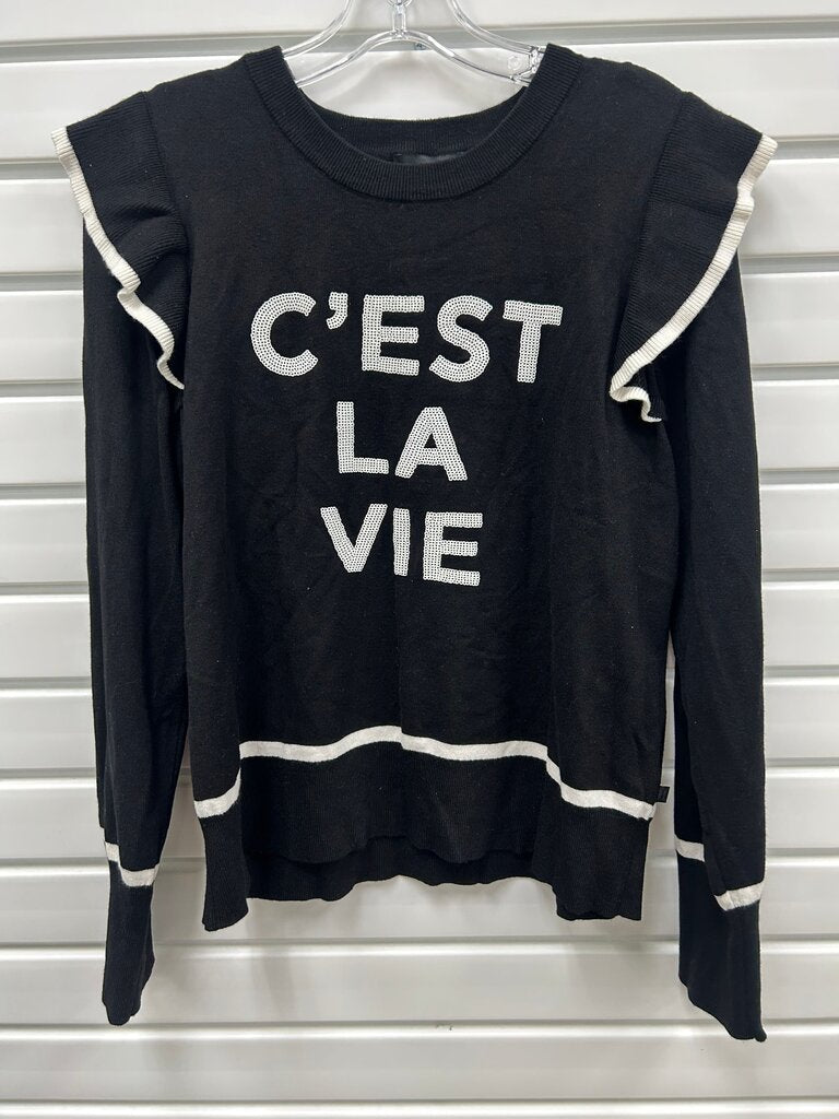 Karl Lagerfeld C'est La Vie Women's Black Sweater w/ Ruffles