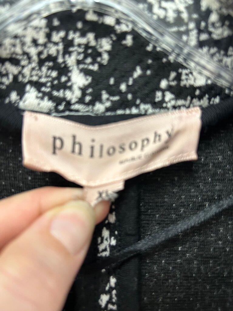 Philosophy Black and White Open Front Duster Jacket XL