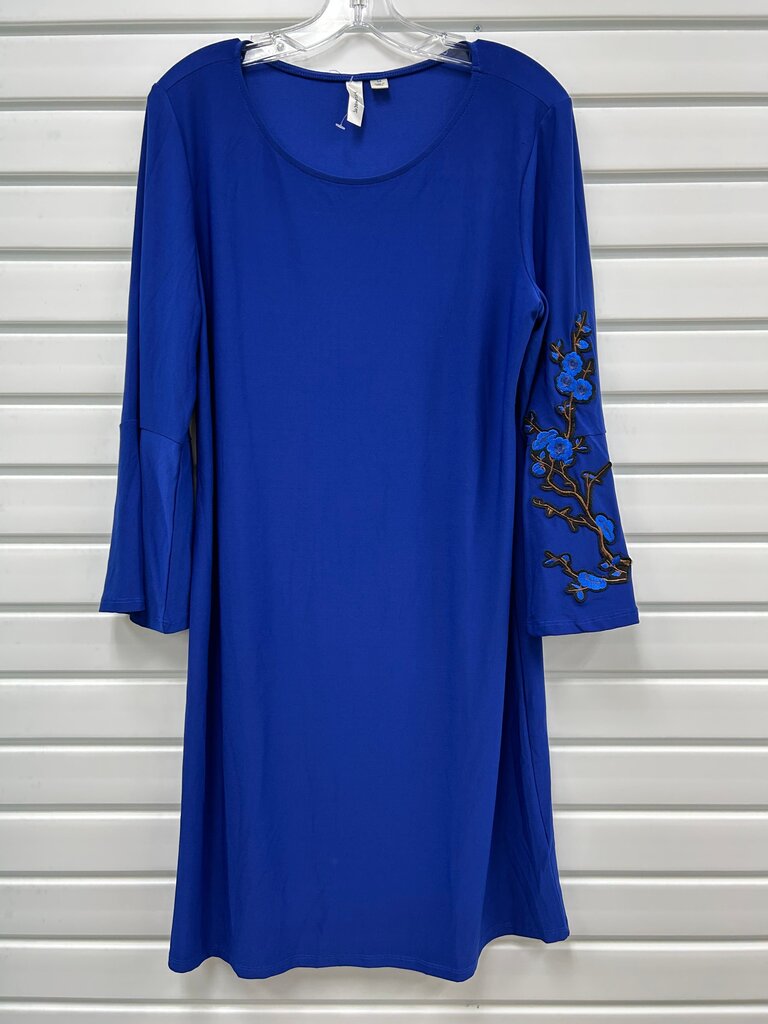 Tacera Blue Dress w/ Embroidered Sleeve