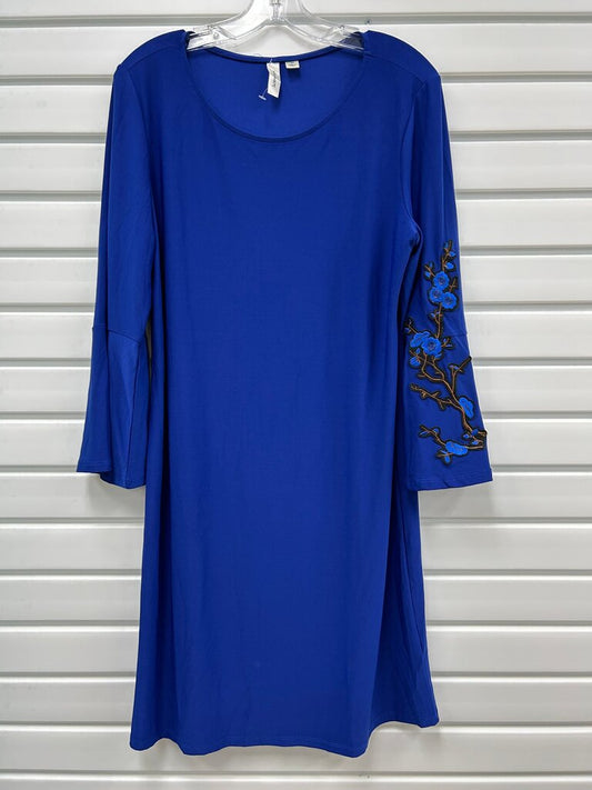 Tacera Blue Dress w/ Embroidered Sleeve