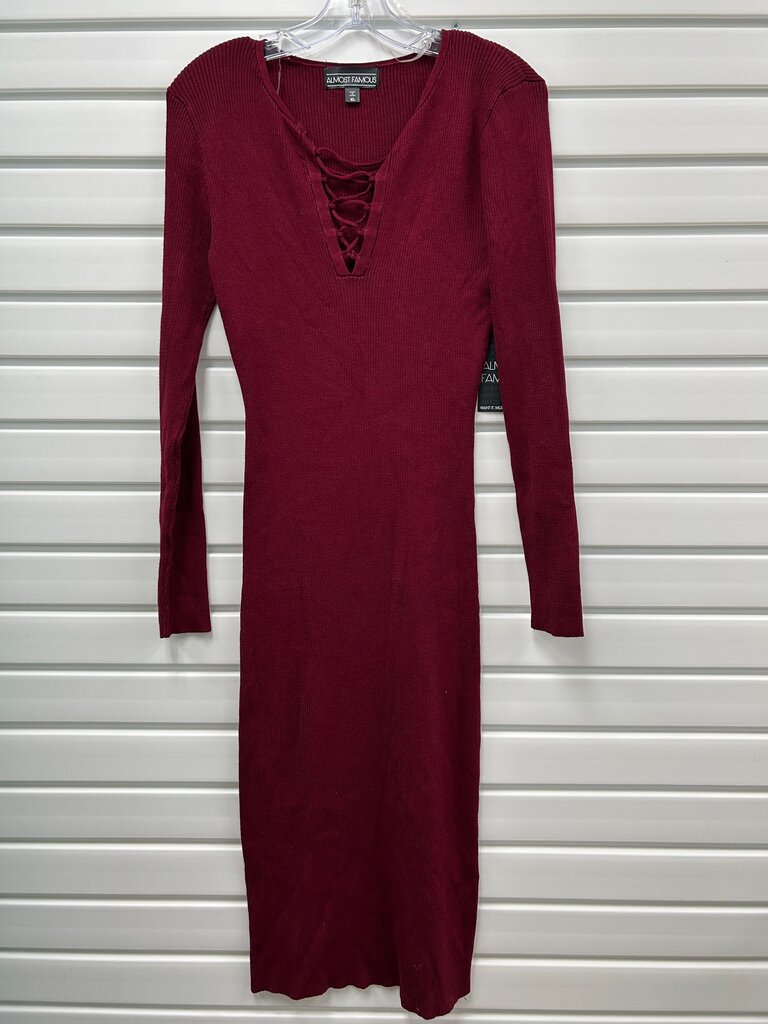 Almost Famous Burgundy Long Sleeve Dress XL