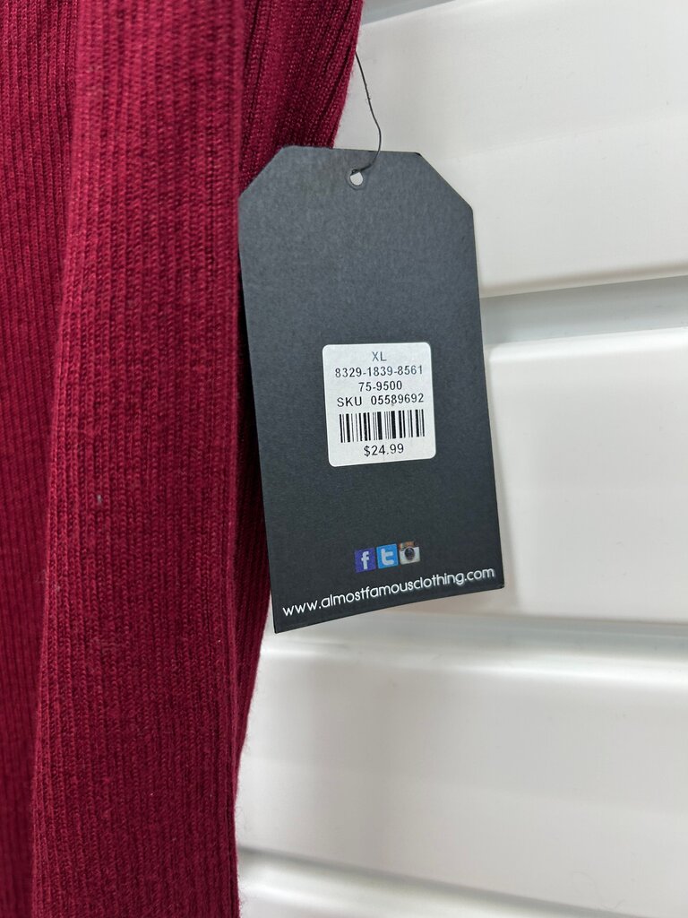 Almost Famous Burgundy Long Sleeve Dress XL