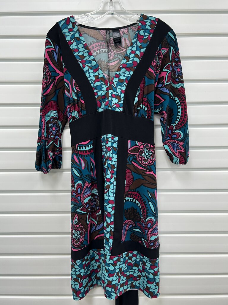 Bisou Bisou Mid-Length Dress with Colorful Floral Print
