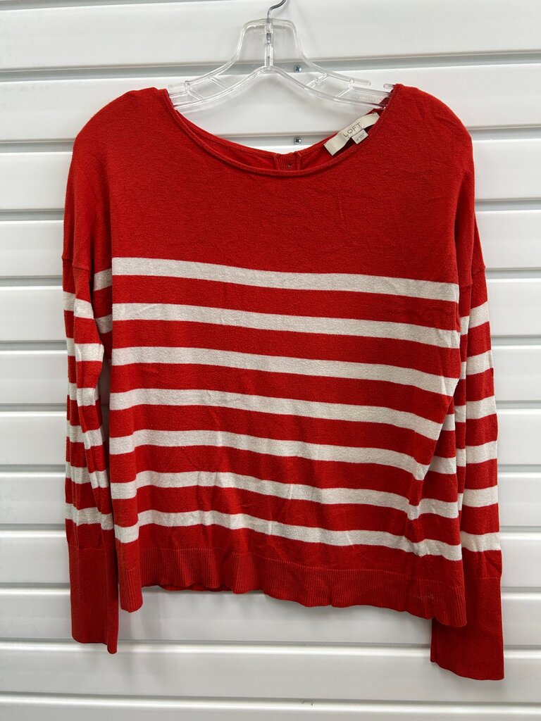 LOFT Red and Cream Striped Sweater