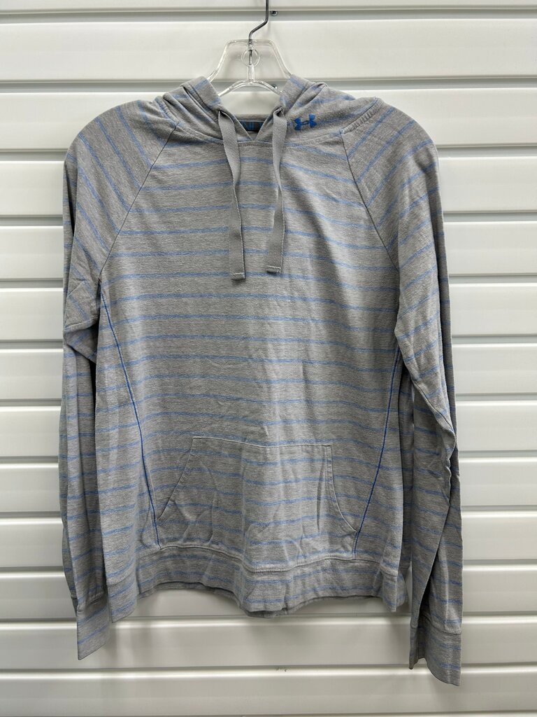 Under Armour Gray and Blue Striped Hoodie, L