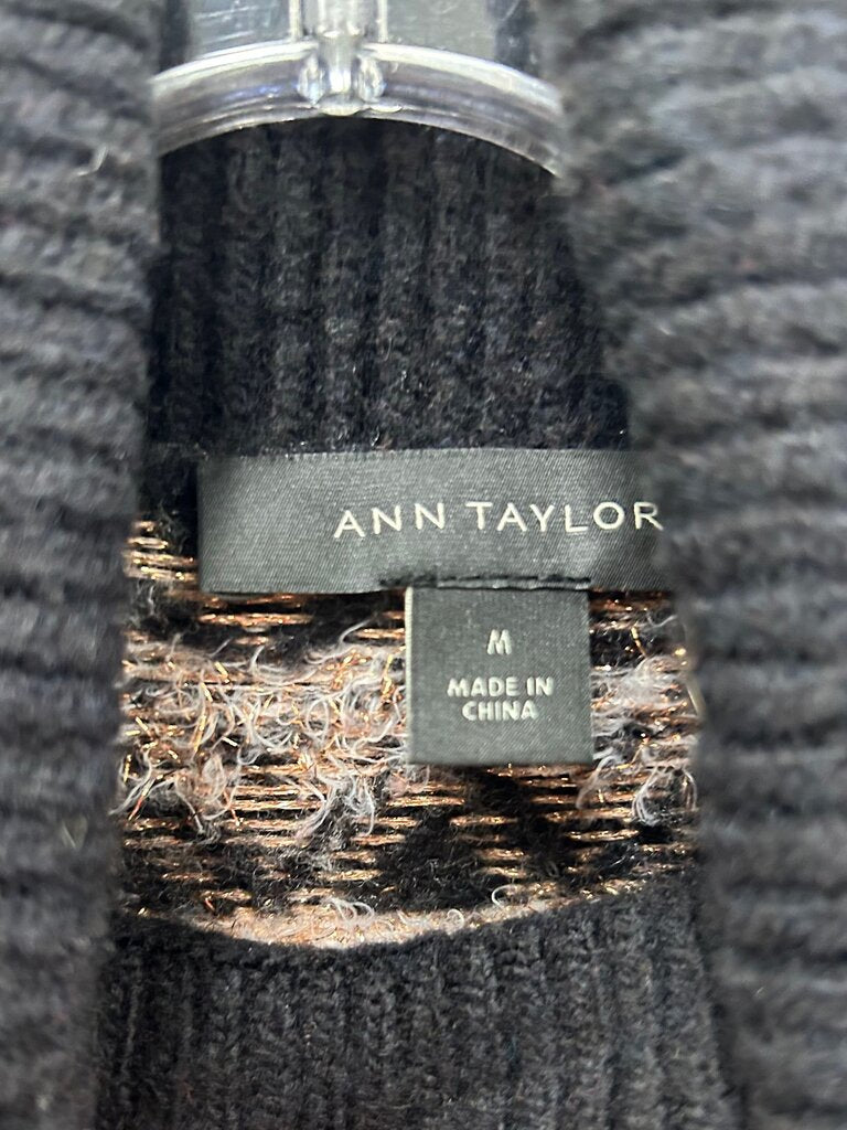 Ann Taylor Fair Isle Turtleneck Sweater Black, M