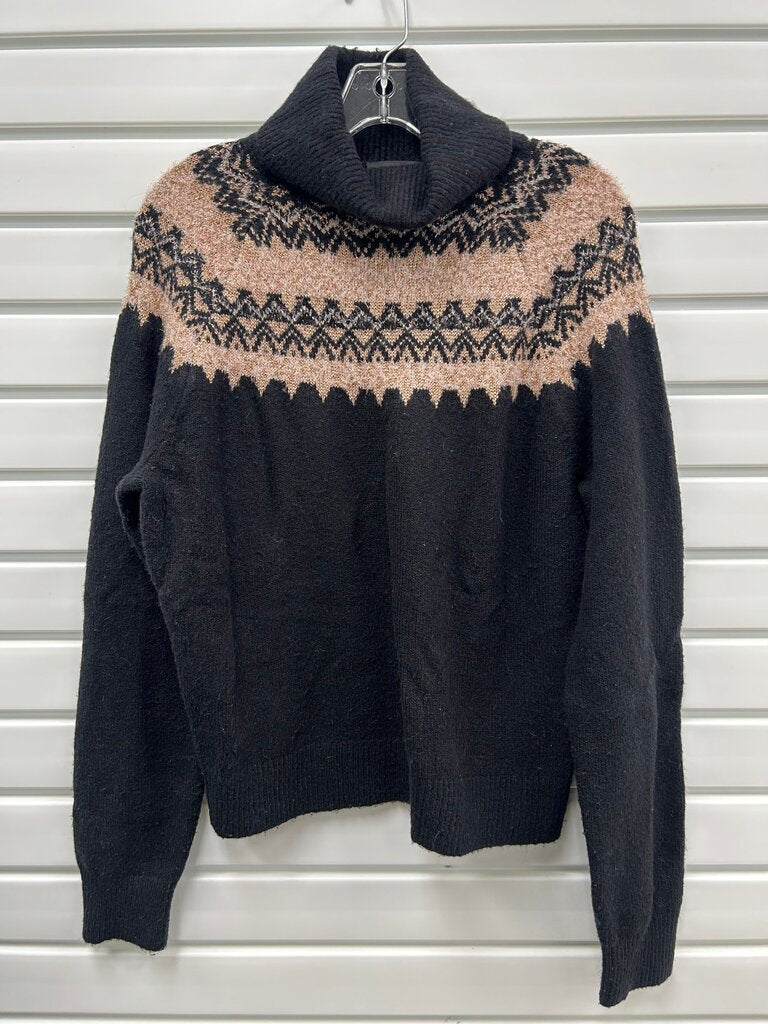 Ann Taylor Fair Isle Turtleneck Sweater Black, M