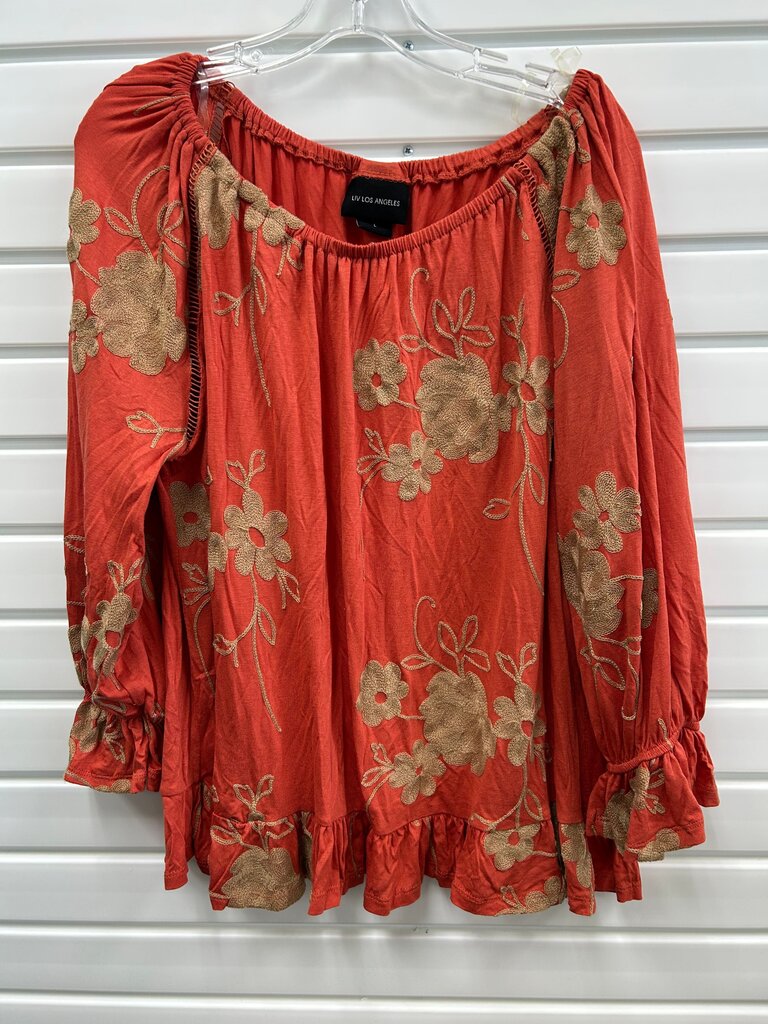 LIV Los Angeles Red Floral Off-Shoulder Top, L
