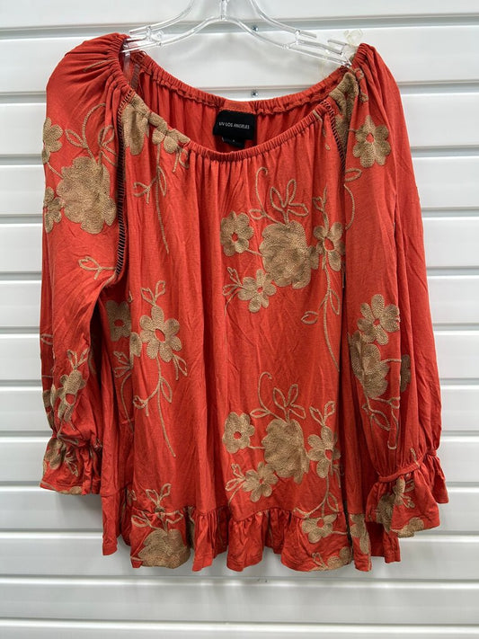 LIV Los Angeles Red Floral Off-Shoulder Top, L