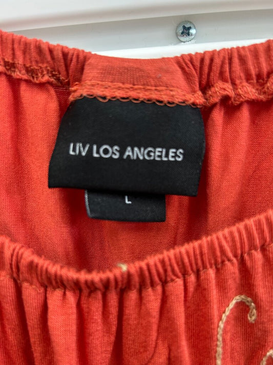 LIV Los Angeles Red Floral Off-Shoulder Top, L