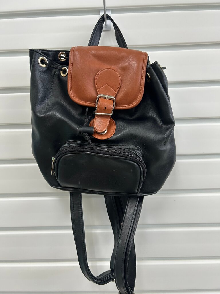 Vintage Black and Brown Leather Backpack