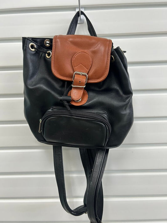 Vintage Black and Brown Leather Backpack