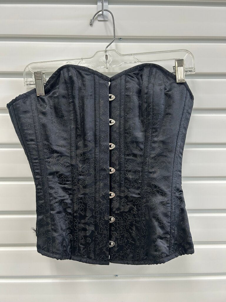 Black Satin Corset with Lace-up Back