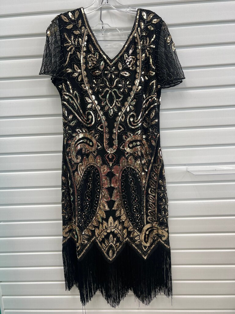 NEW Roaring 20s Beaded Black Dress w/ accessories