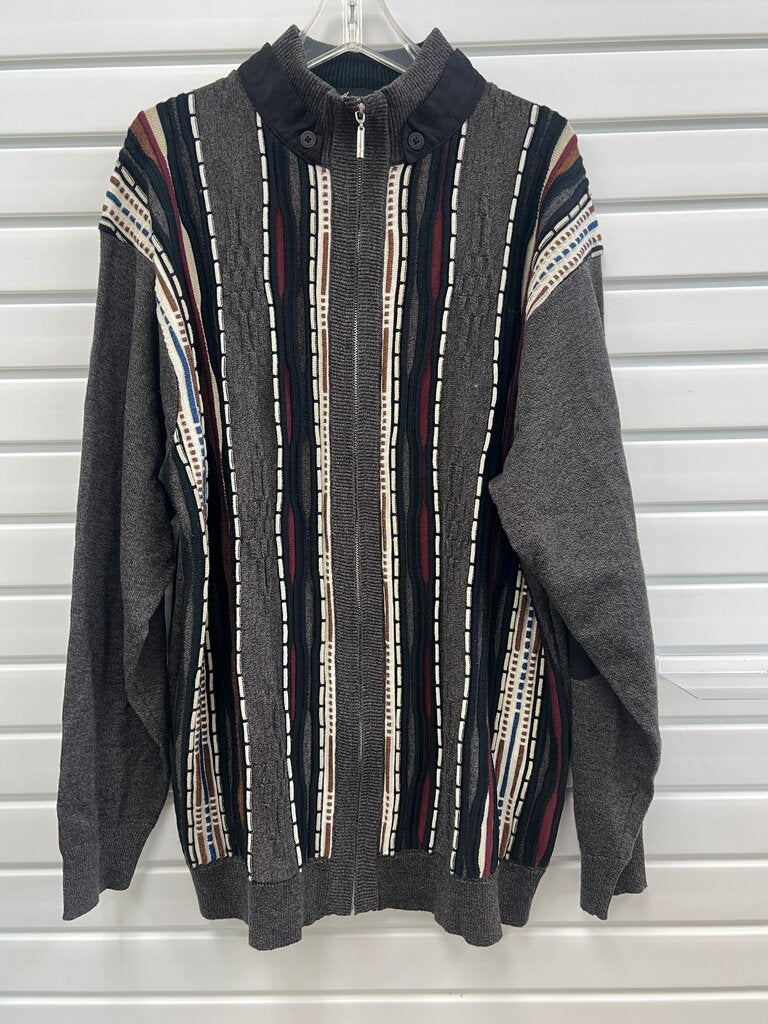 Montique Men's Zip-Up Sweater with Pattern