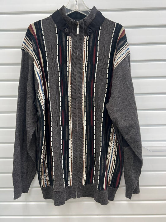 Montique Men's Zip-Up Sweater with Pattern