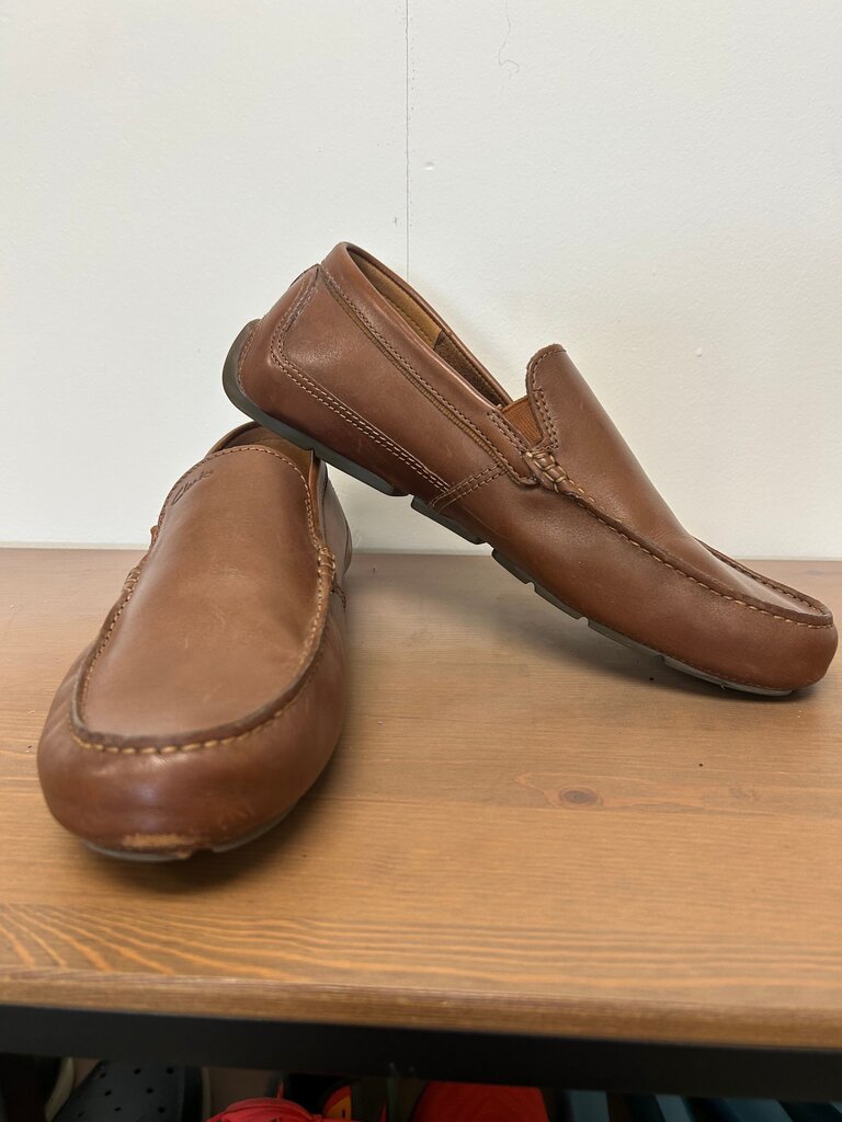 Clarks Brown Leather Slip-On Shoes