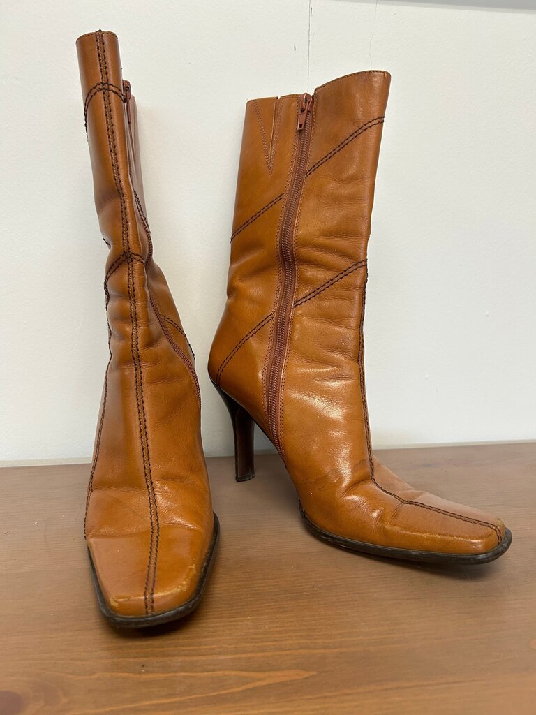 Brown Leather Heeled Boots