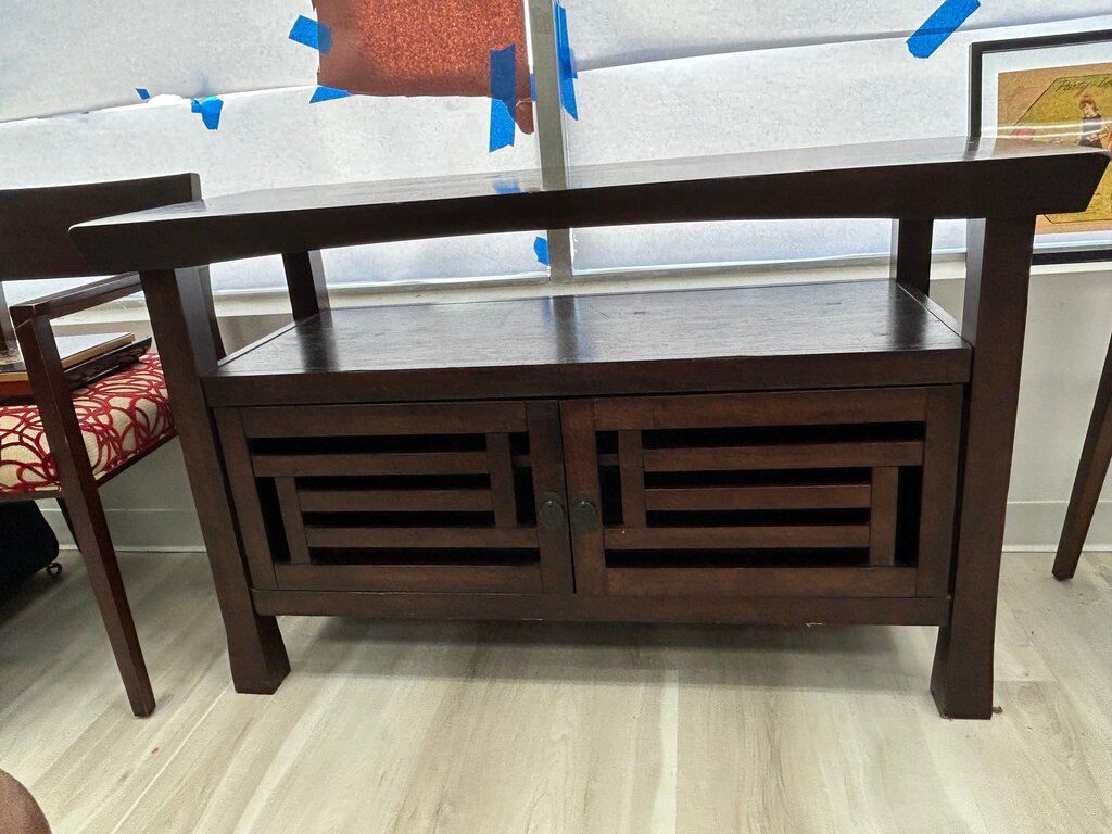 Asian-Style Entertainment Cabinet w/ Slatted Doors