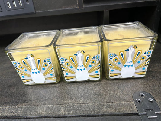 3pc Art Deco Peacock Candle Set