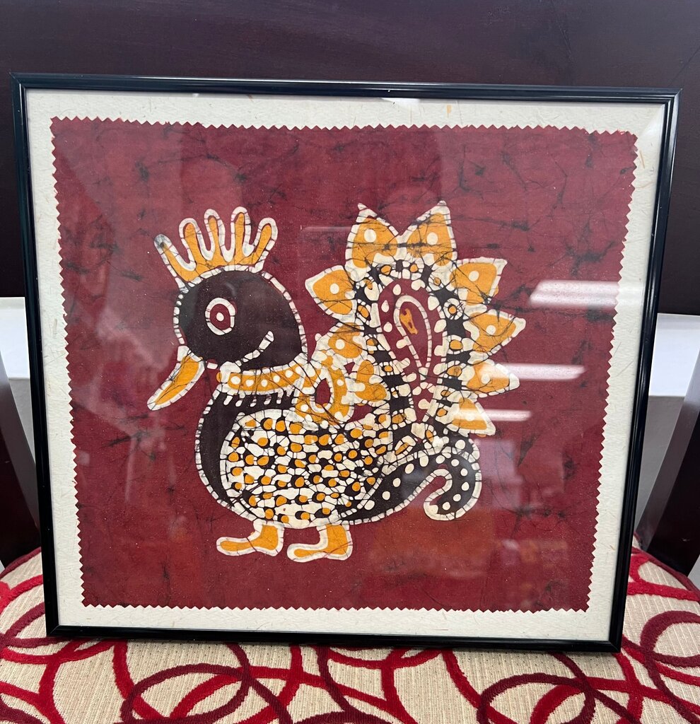 Framed Batik Artwork of a Bird