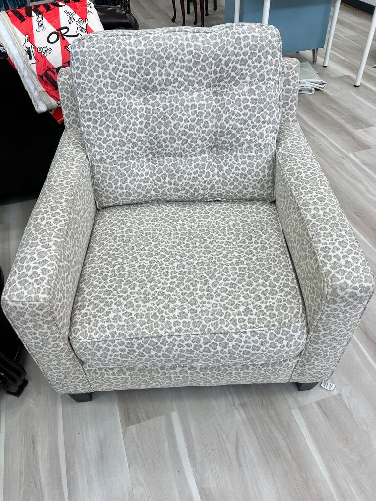 Gray Leopard Print Club Chair
