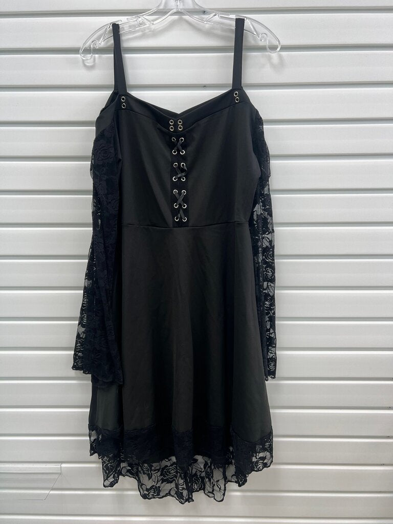 Black Lace Overlay Spaghetti Strap Dress
