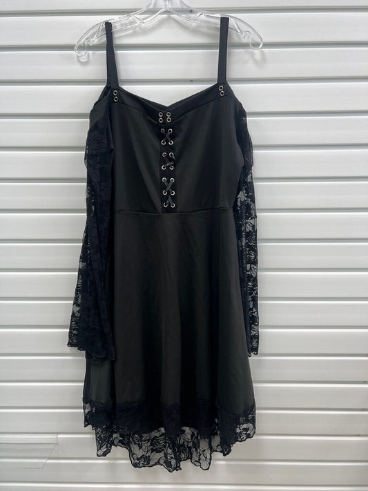 Black Lace Overlay Spaghetti Strap Dress