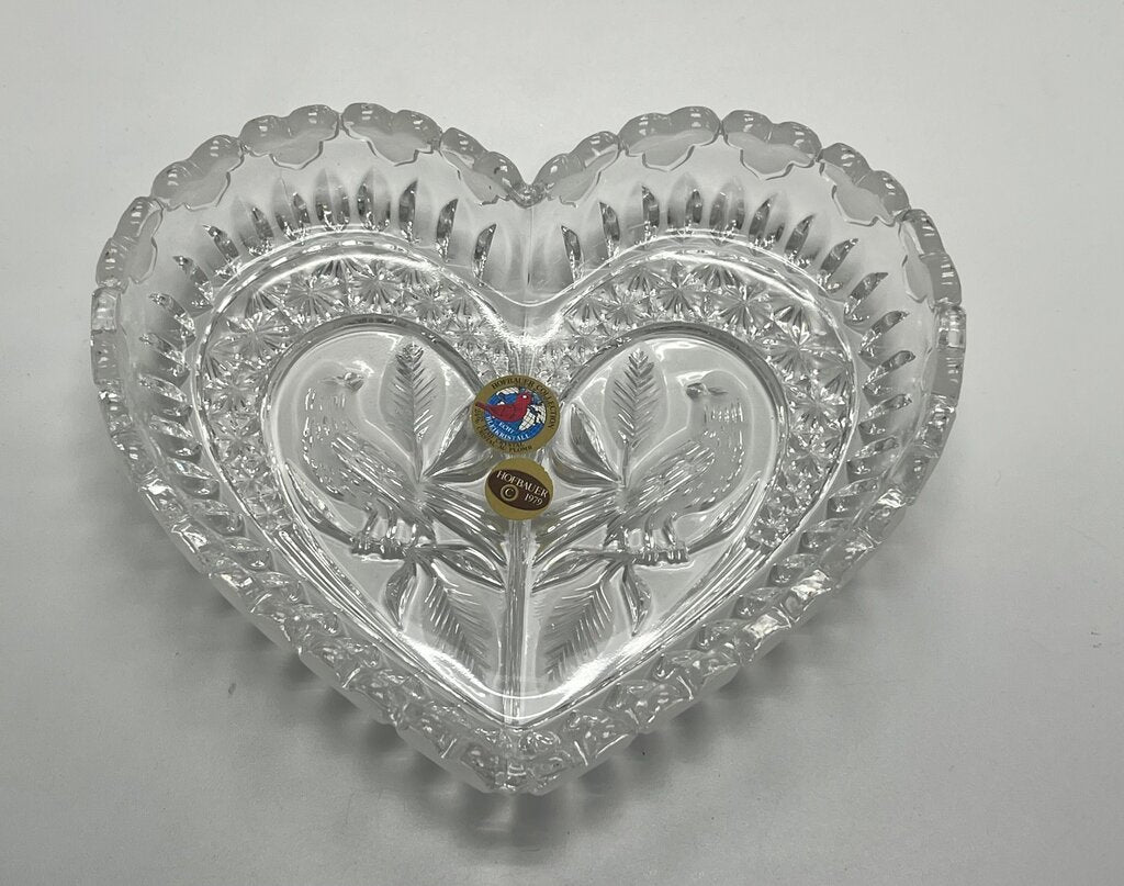 Vintage Hofbauer Heart Shaped Crystal Bowl