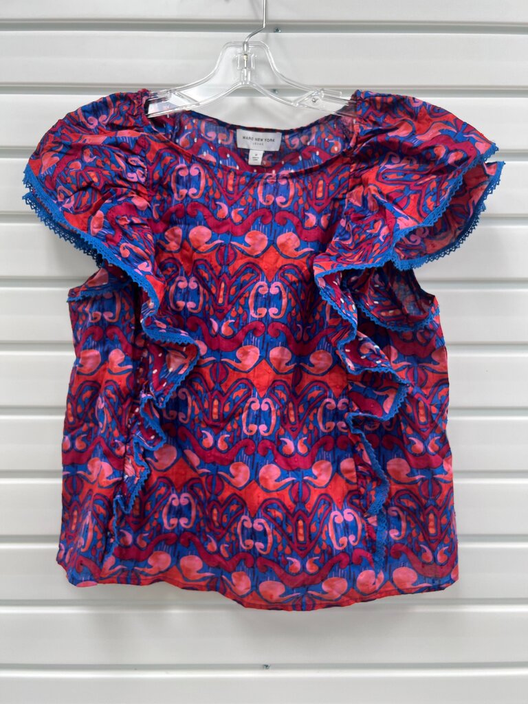 Marc New York Blue and Red Print Top NWT