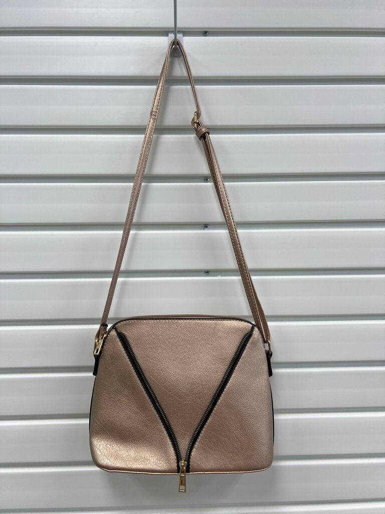 Stylish Rose Gold Crossbody Bag with Pouch