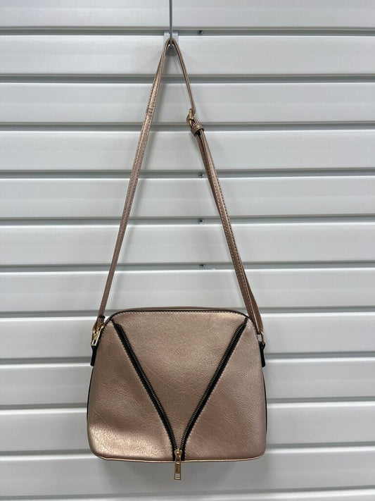 Stylish Rose Gold Crossbody Bag with Pouch