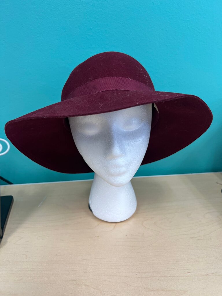 Wide Brim Burgundy Hat