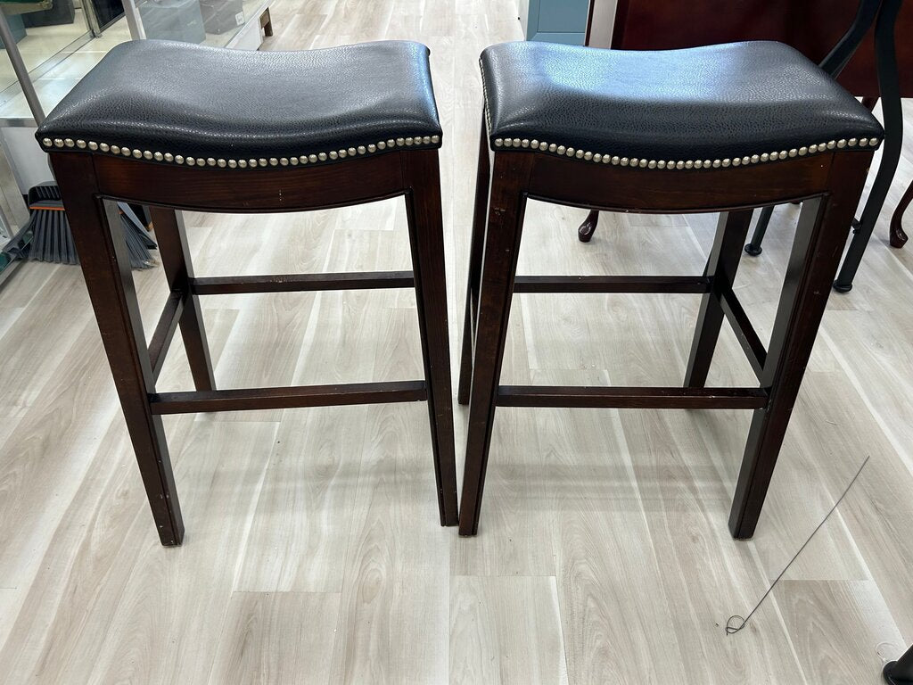 Saddle Seat Bar Stools with Nailhead Trim