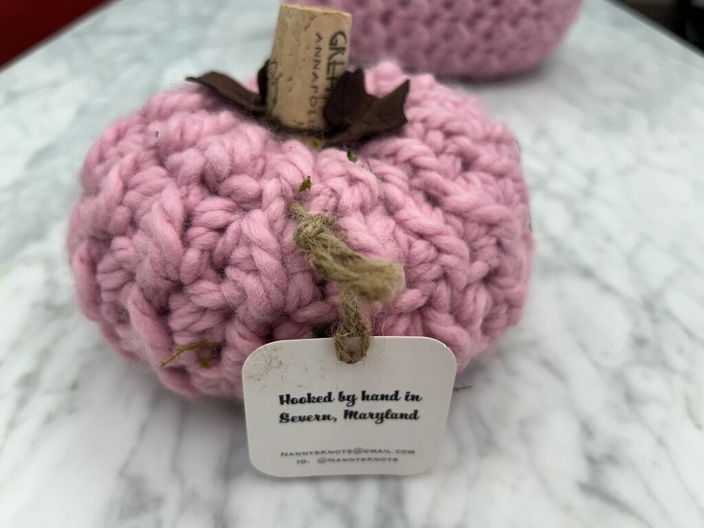 Hand-Crafted Pink Crochet Pumpkin