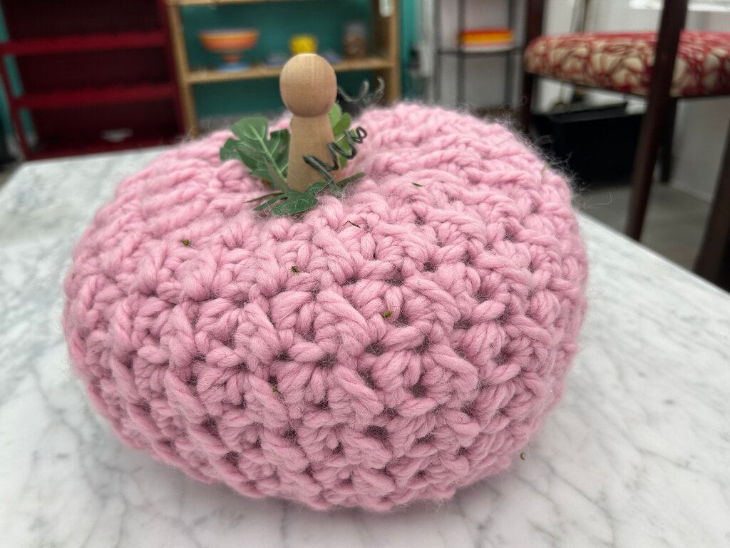 Handmade Pink Crochet Pumpkin Decoration