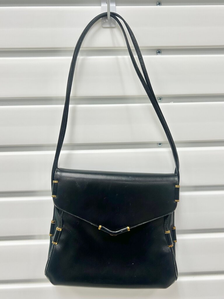 Judith Leiber Vintage Black Leather Shoulder Bag