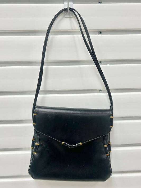 Judith Leiber Vintage Black Leather Shoulder Bag