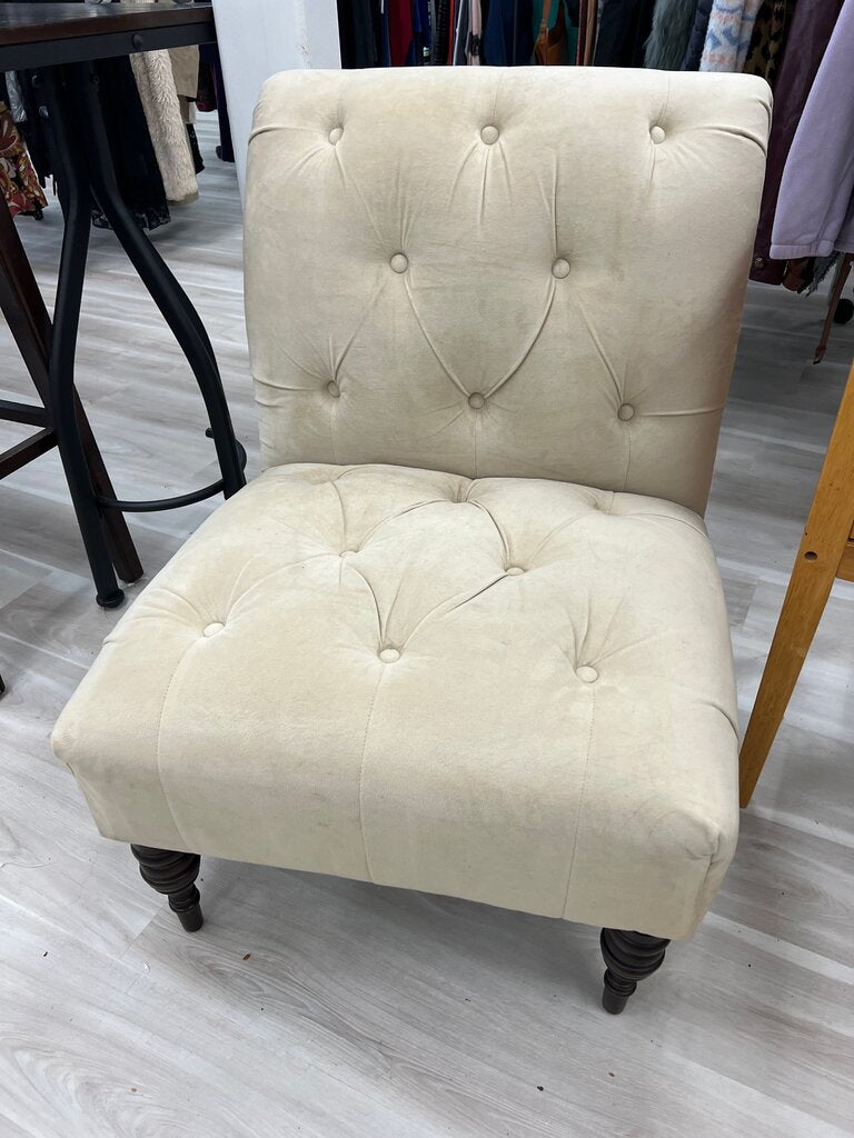Velvet Button-Tufted Accent Chair