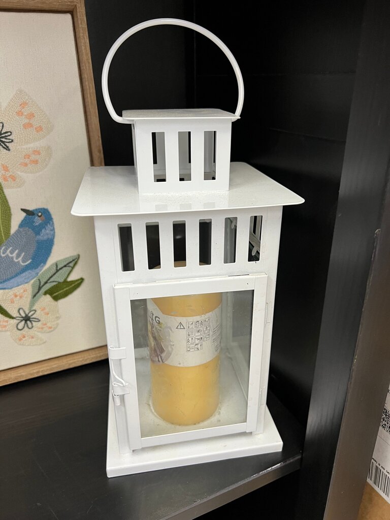 White Lantern with Candle