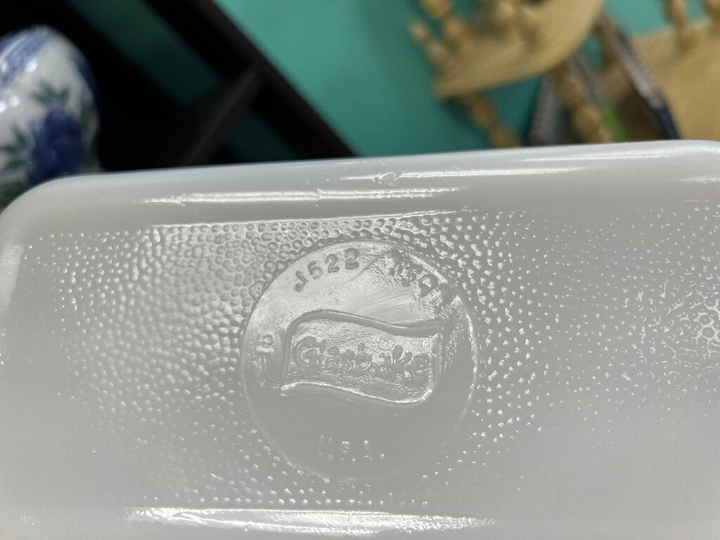 Pyrex Clear Glass Baking Dish with Blue Floral Pattern