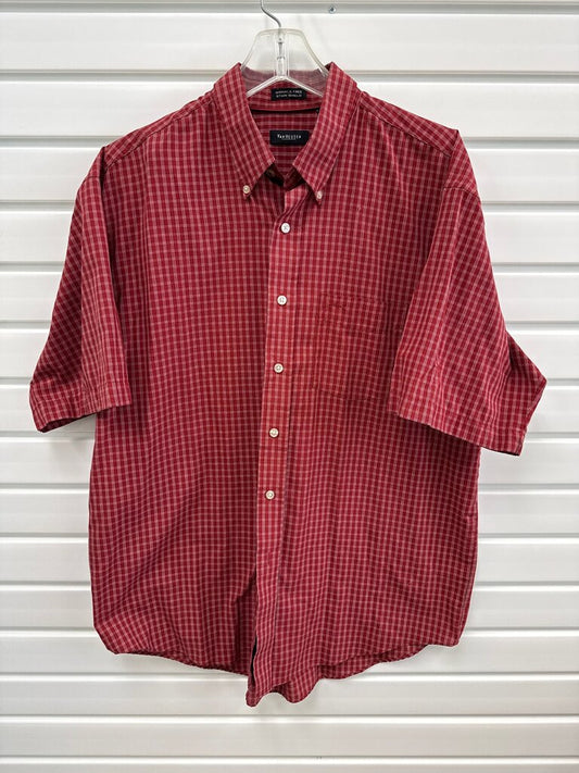 Men's Van Heusen Red Checkered Short Sleeve Shirt