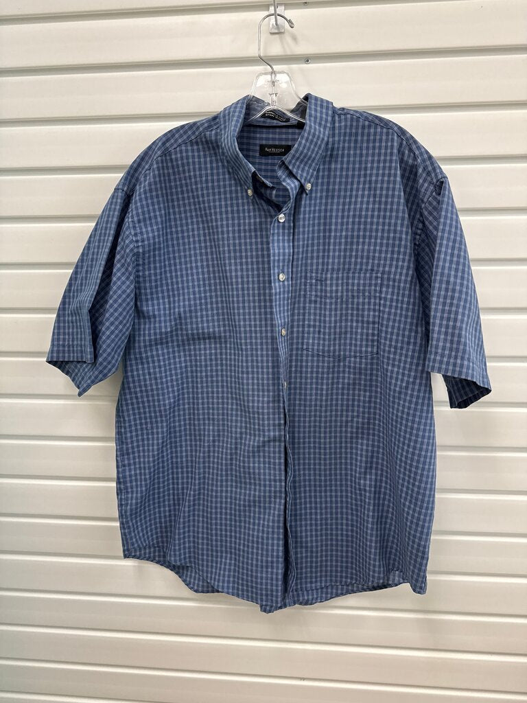 Van Heusen Short Sleeve Blue Checkered Shirt