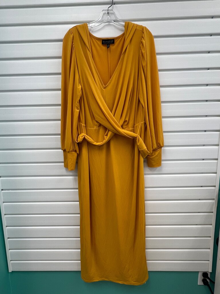 Elffi Women's Yellow Long Sleeve Dress