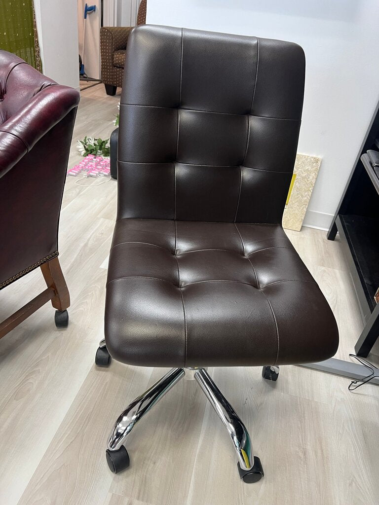 Rolling Office Chair in brown faux leather
